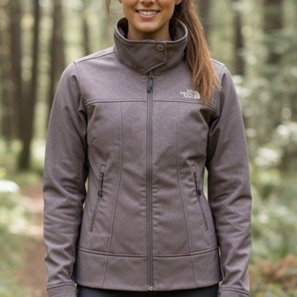 The North Face Women Gray Geometric Print Full Zip Softshell Jacket Small